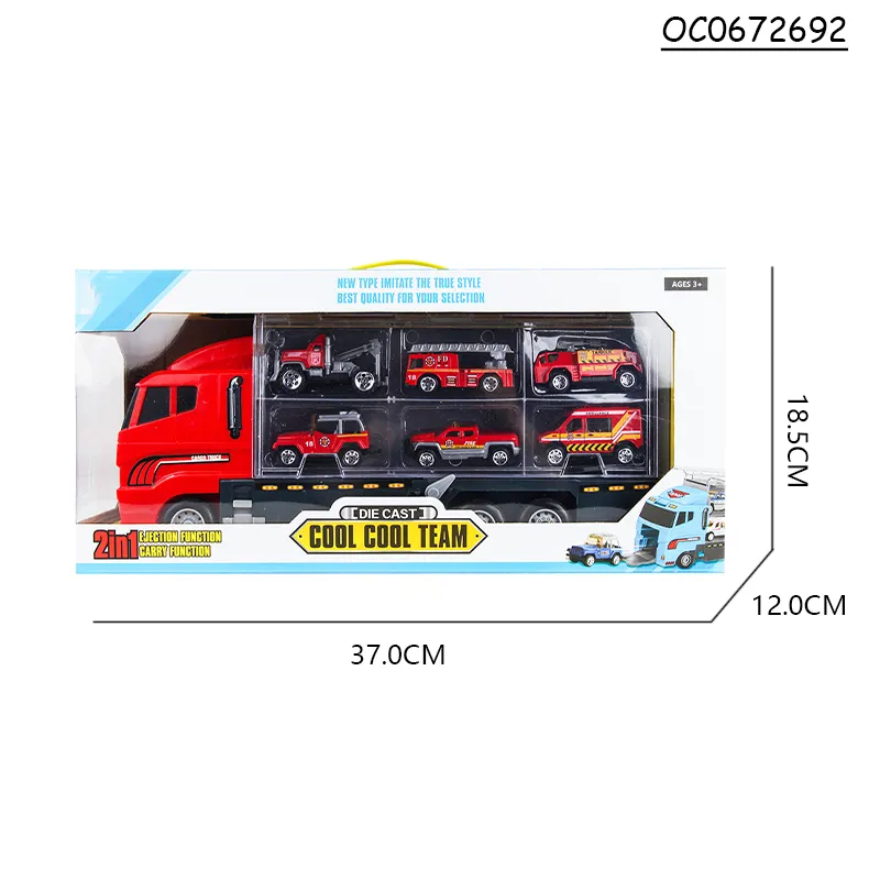 Wholesale Diecast Car Container Truck Die Cast Toy Metal Fire Trucks for Kids