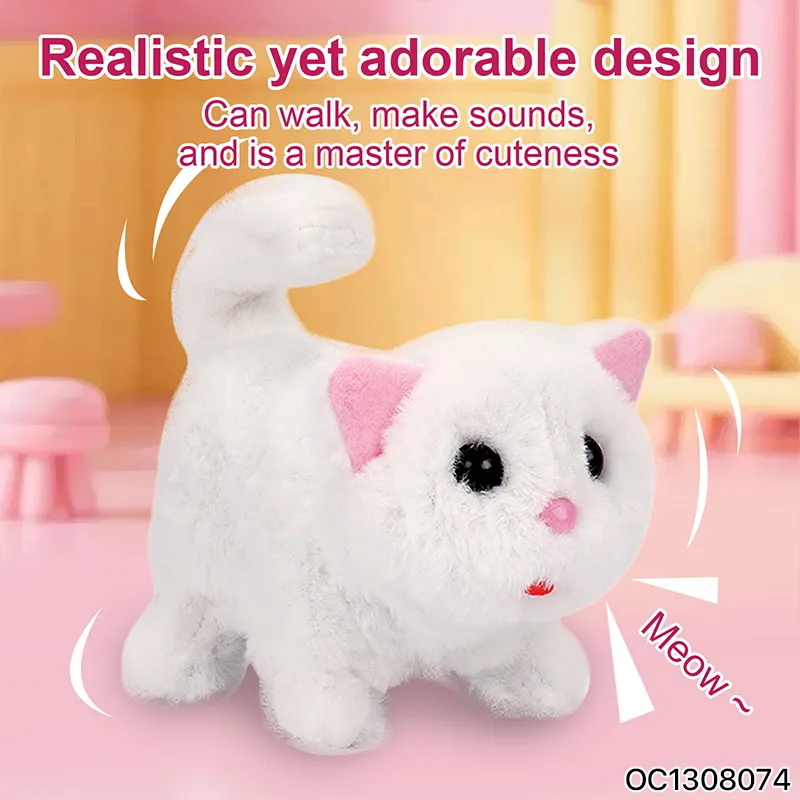 Wholesale Customized Plush Stuffed Animal Electric Walking Cat Battery Operated Plush Toy