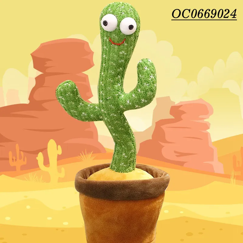 Wholesale Electronic Cute Cactus Baby Plush Dancing and Singing USB Charging Toy for Kids