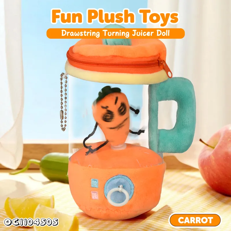 Wholesale Stuffed Custom Kids Kitchen Set Pretend Play Stuffed Plush Carrot Juicer Pull Line Spinning Toys