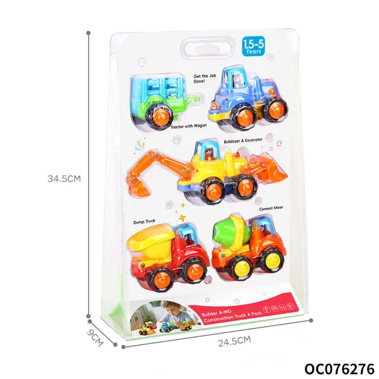 Wholesale Children Friction Car Construction Vehicle Truck Montessory Plastic Model Cars Toy