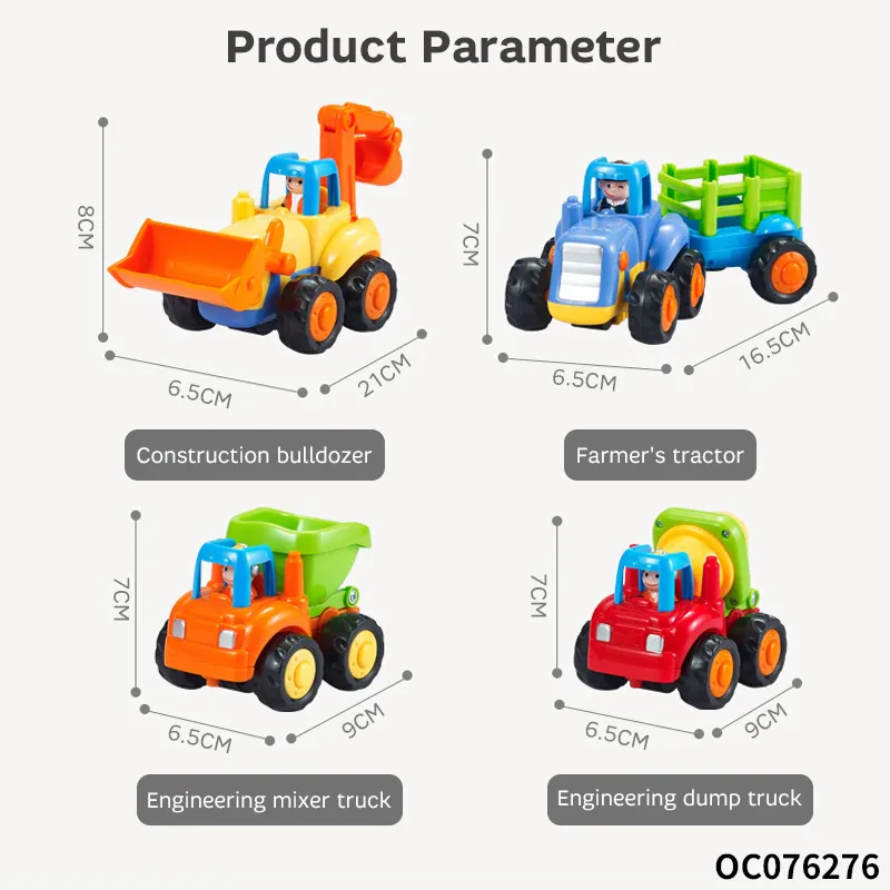 Wholesale Children Friction Car Construction Vehicle Truck Montessory Plastic Model Cars Toy