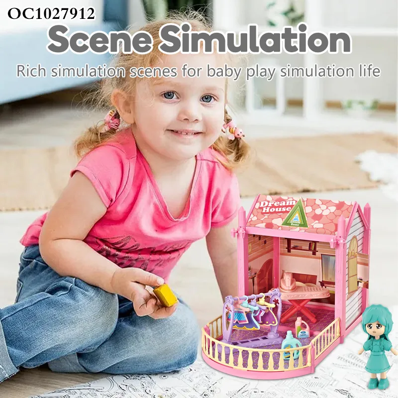 Wholesale Miniature DIY Creative Plastic Castle Building Blocks Mini Doll House Miniatures Furniture