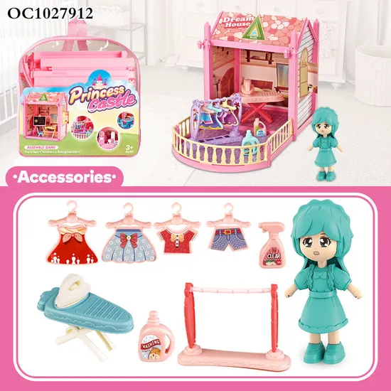 Wholesale Miniature DIY Creative Plastic Castle Building Blocks Mini Doll House Miniatures Furniture