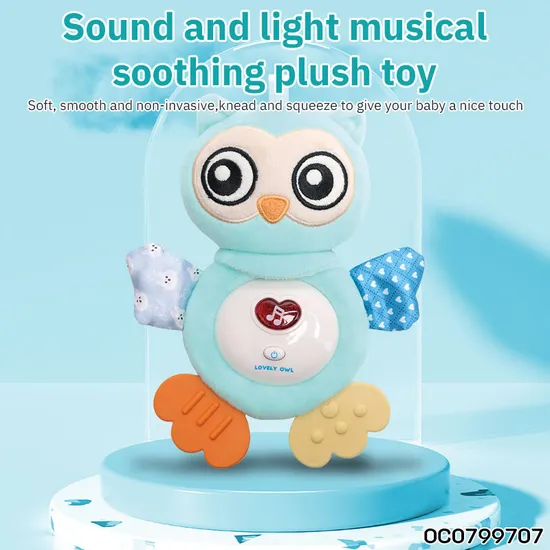 Wholesale Stuffed Baby Gift Large Sleeping Soothing Plush Big Eyes Owl Toy Sensory Baby Toys Doll with Light and Sound