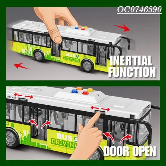 Wholesale Plastic Battery Operated Friction Bus Model Kids Car Set Toys with Light Sound