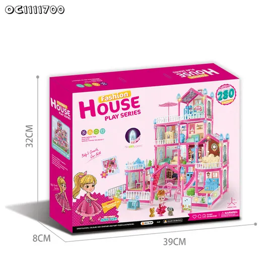 Wholesale Baby Pink Girls Room Doll House Furniture Living Plastic Children House Play Room Gifts Set for Children