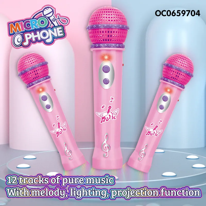 Wholesale Instrument Children's Karaoke Handheld Music Wireless Microphone with Light