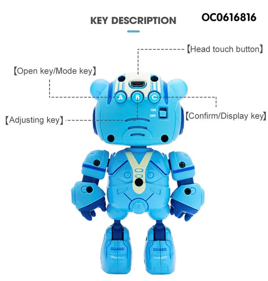 Wholesale Toy Plastic Intelligent Fashion Bear Robot Alarm Clock for Kids with Light Sound