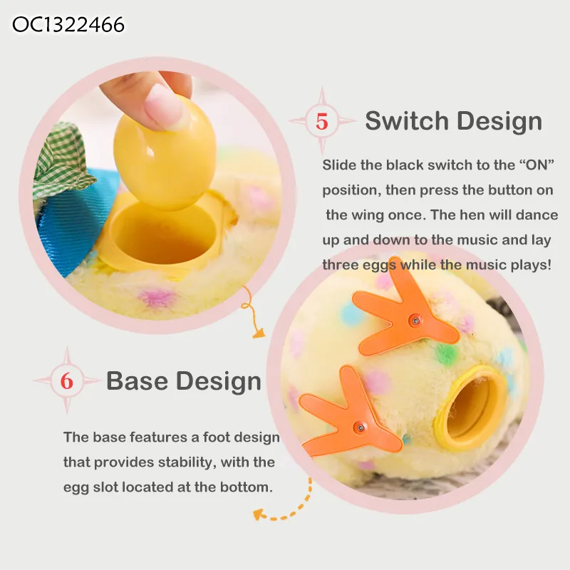 Wholesale Electronic Funny Creative Cute Chicken Walking Plush Egg Hen Animals Custom Battery Operated Plush Toys