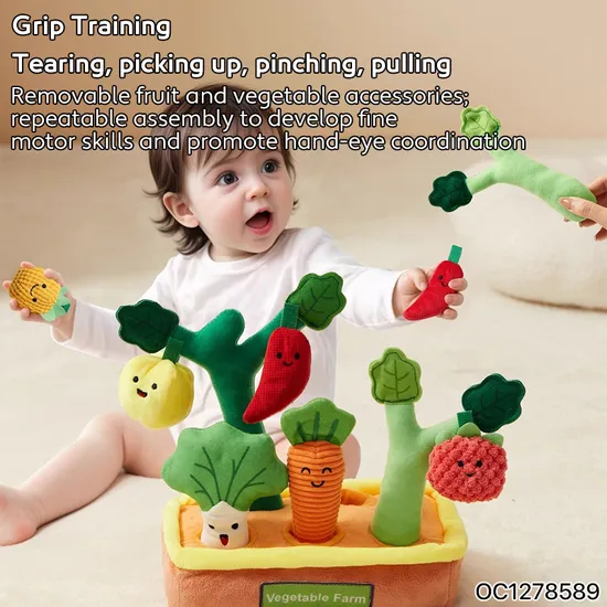 Wholesale Stuffed Baby Early Educational Soft Baby Soft Plush Vegetable and Fruit Sensory Toys