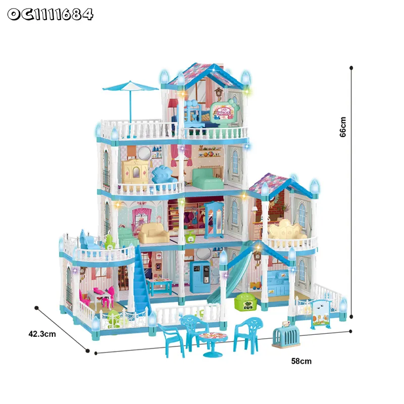 Wholesale Gift DIY Baby Doll Miniature Furniture and Doll House Bedroom Plastic Children House Play Set