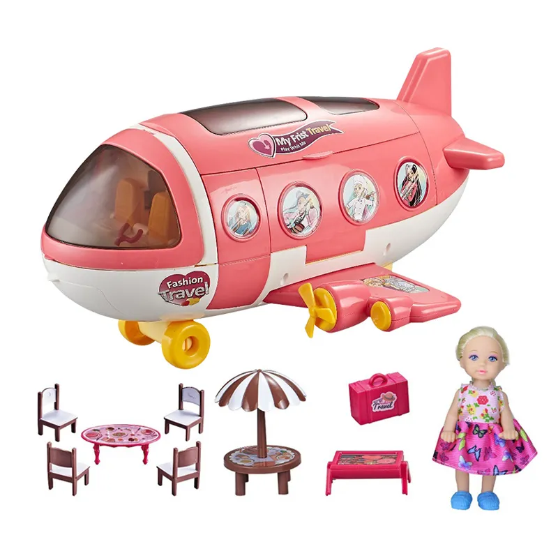 Wholesale Plastic Toy Plane Fancy Fashion DIY Miniature Doll House Furniture Set Girl Toys