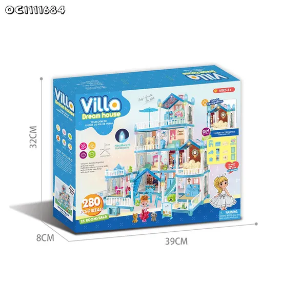 Wholesale Gift DIY Baby Doll Miniature Furniture and Doll House Bedroom Plastic Children House Play Set