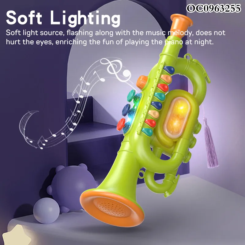 Wholesale Plastic Trumpet Musical Instruments Battery Operated Plastic Toy Instrument Trumpet for Kids