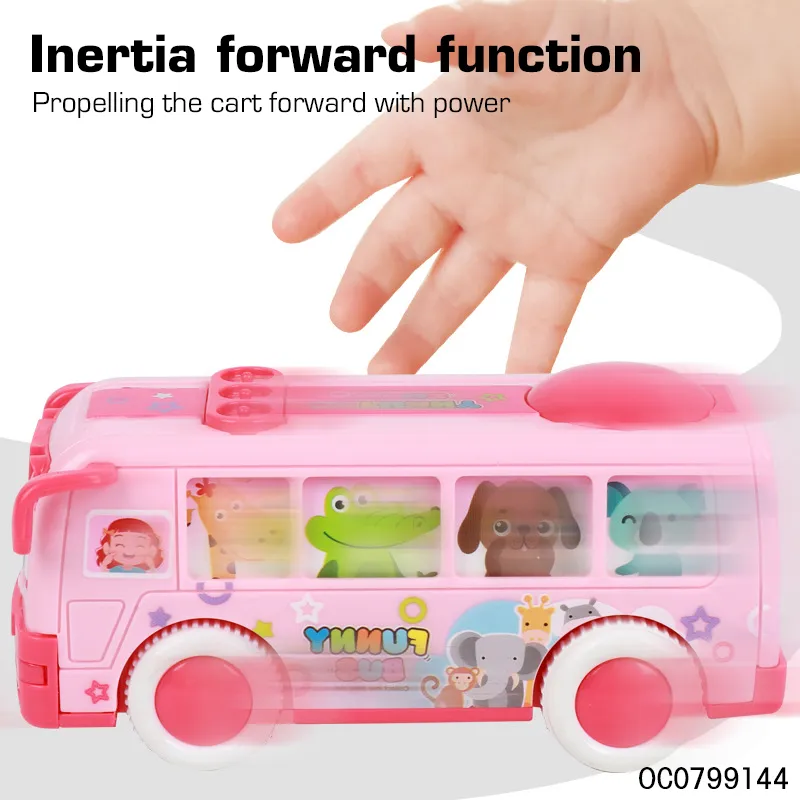 Wholesale Plastic Friction Custom Cartoon Plastic School Bus Model Toys for Kids