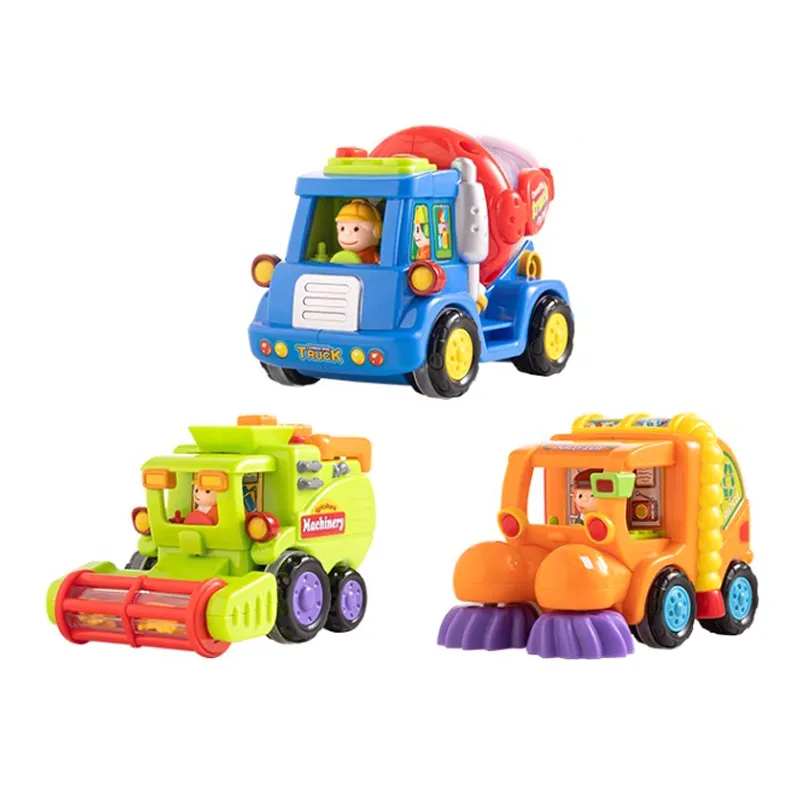Wholesale Plastic 6PCS Baby Construction Truck Push and Go Car Plastic Model Small Friction Car Toys