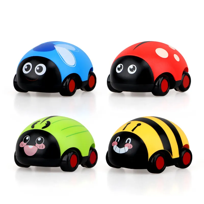 Wholesale 12PCS Plastic Insects Mini Double Pull Back Diecast Cute PC Model Toy Car for Baby Play