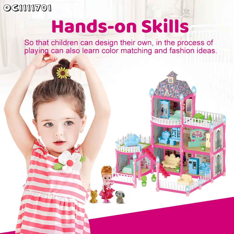 Wholesale Educational Doll House Model City Buildings Toddler Miniature Bunny Family Dollhouse Toys