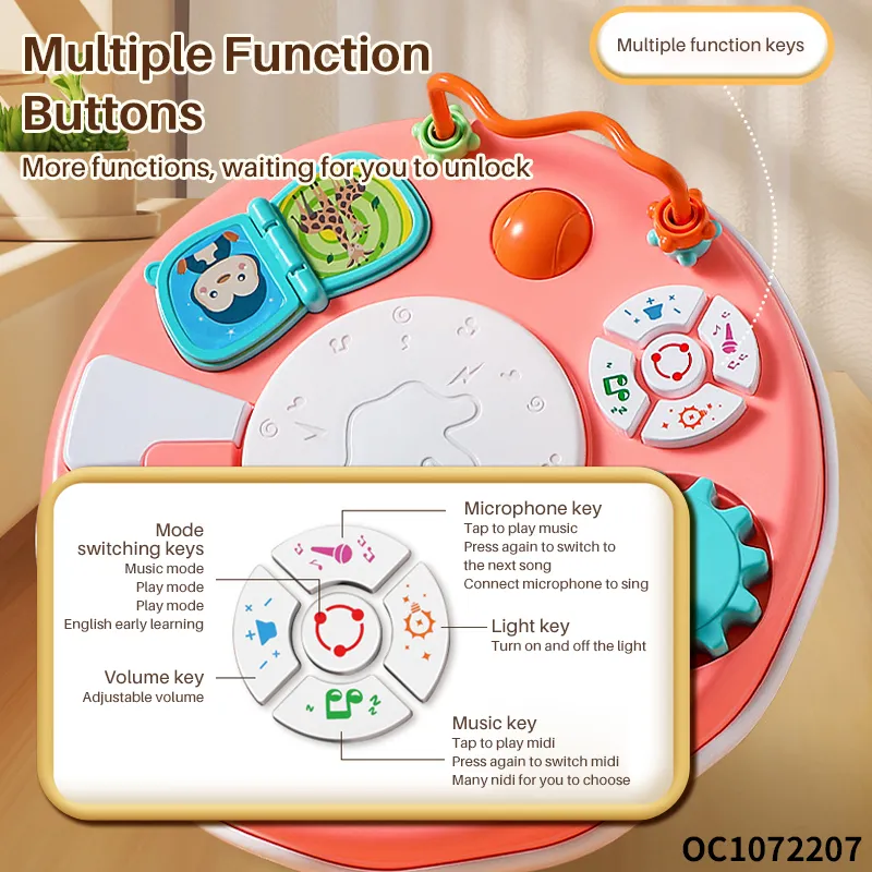 Wholesale Plastic Sensory Interactive Montessori Baby Musical Instrument Electronic Hand Drum Toys