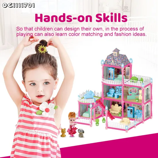 Wholesale Educational Doll House Model City Buildings Toddler Miniature Bunny Family Dollhouse Toys