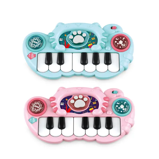 Wholesale Portable Baby Sensory Music Light-up Keyboard Hand Drum Musical Electronic Instruments Piano Toy with Flashing Light