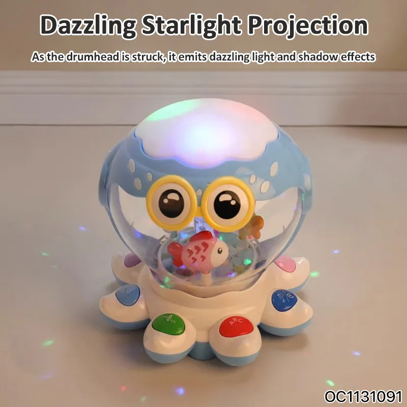 Wholesale Plastic Montessori Educational Interactive Musical Battery Operated Baby Hand Drum with Light and Music