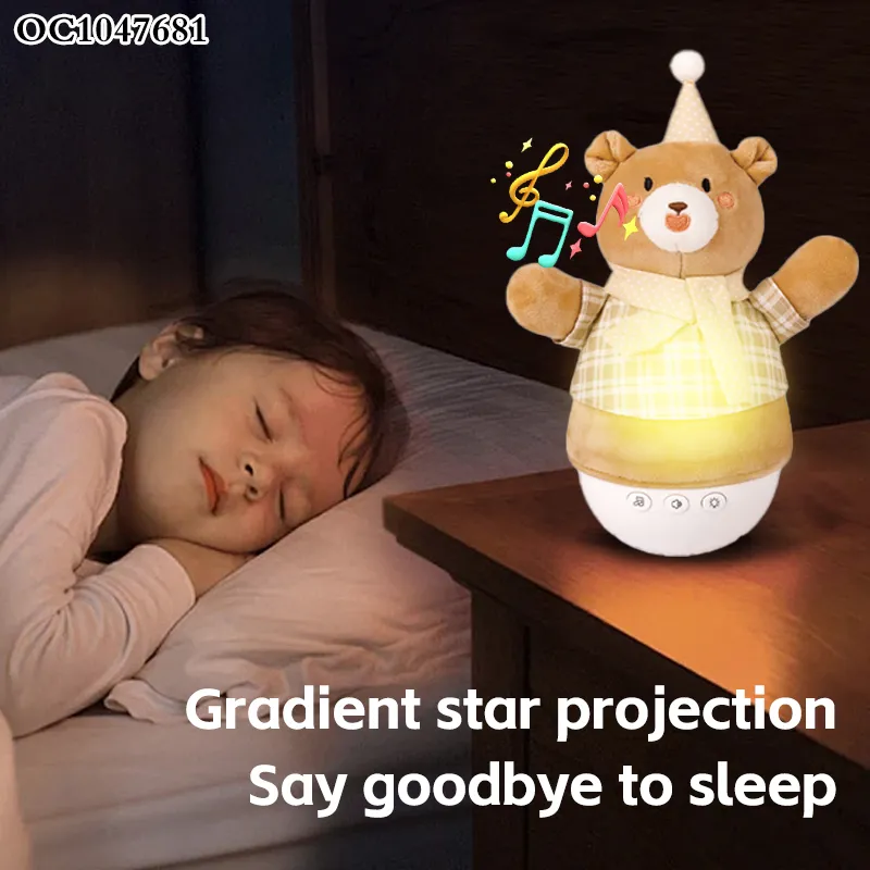 Wholesale Baby Soothing Doll Animal Bear Soft Plush Cute Toy with Light up and Music