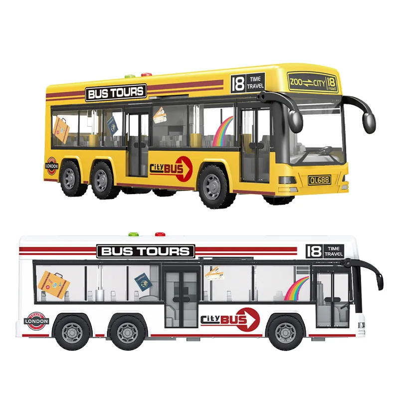 Wholesale Children Friction Miniature Bus Baby Car Toy Model with Sound Light