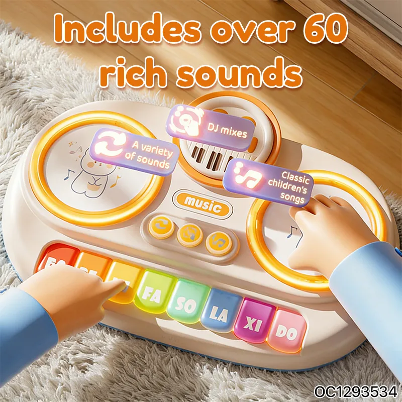 Wholesale Lighting Musical Cartoon Animal Electric Piano Keyboard Children Hand Drum Toy