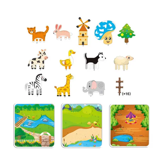 Cheap Small Jigsaw Puzzles 3D Farm Animal Shape Puzzle Toys Bulk Board Game Cognitive Montessori Early Education Toy for Kids Sale