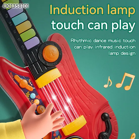 Wholesale 2 in 1 Sensor Interactive Portable Electronic Piano Keyboard Guitar Musical Instruments Toy for Kid with LED Light Music