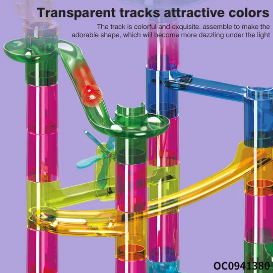 Flashing Slide Ball Track Transparent Big Building Block Marble Run Toy for Kids