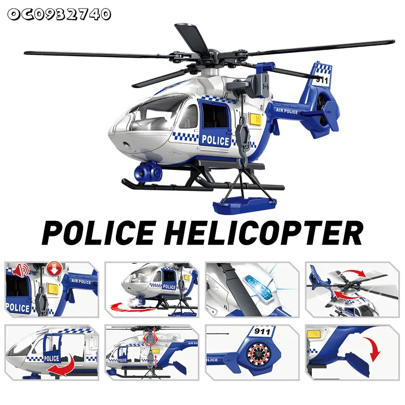 1: 12 Scale Model Electric Kids Rescue Toys Helicopter for Kids Gift with Light and Sound