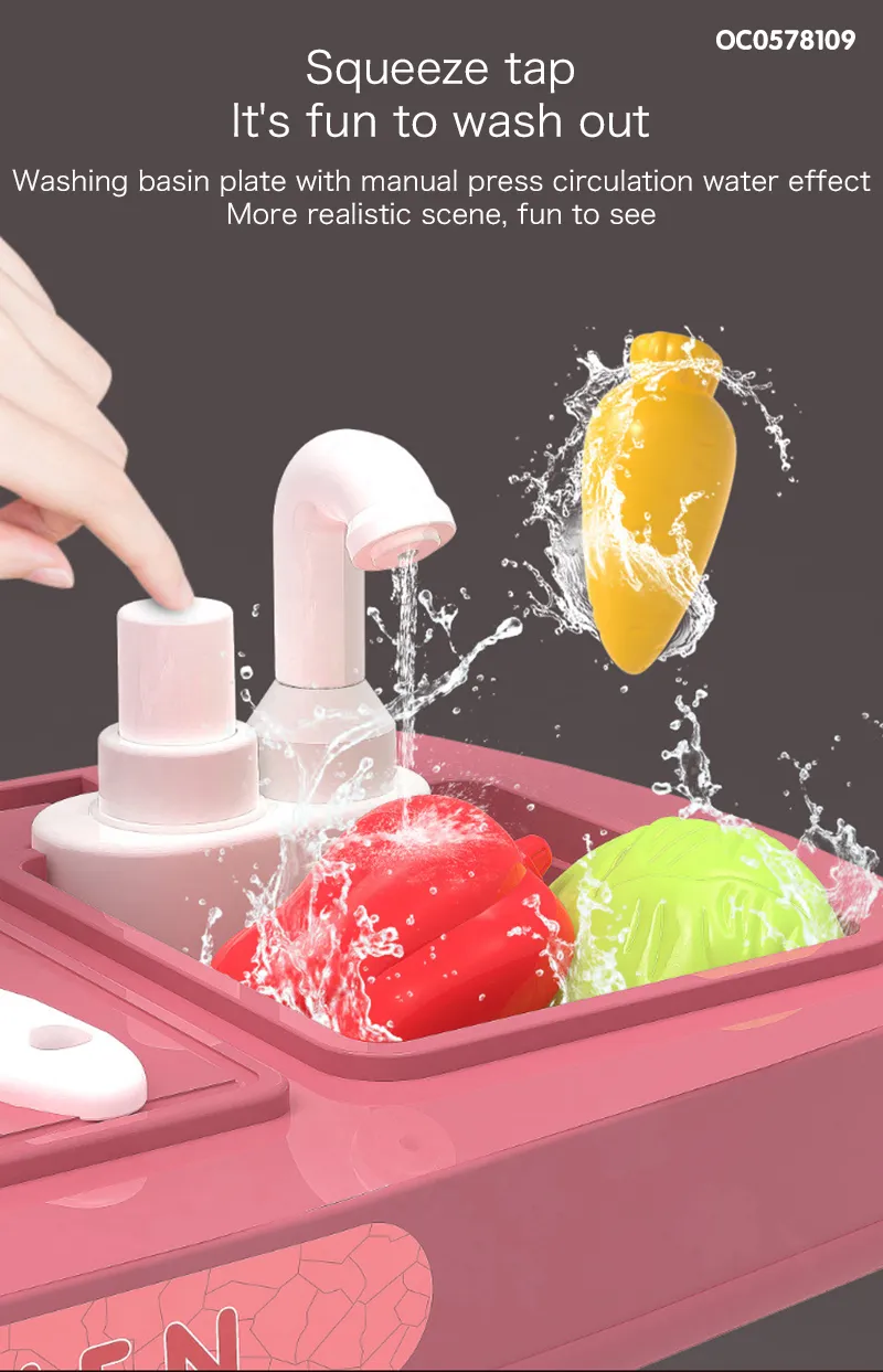 Wholesale Small Vegetable Plastic Children House Play Kitchen Table Toy Set with Music