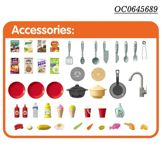 Plastic Cabinet Pretend Home Children House Kitchen Toys Play Set for Kids