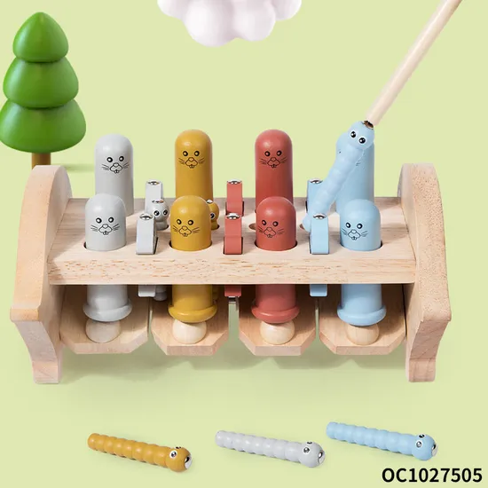 Wholesale 2in1 Wooden Montessori Educational Wooden Fishing Fish Game Board Toy