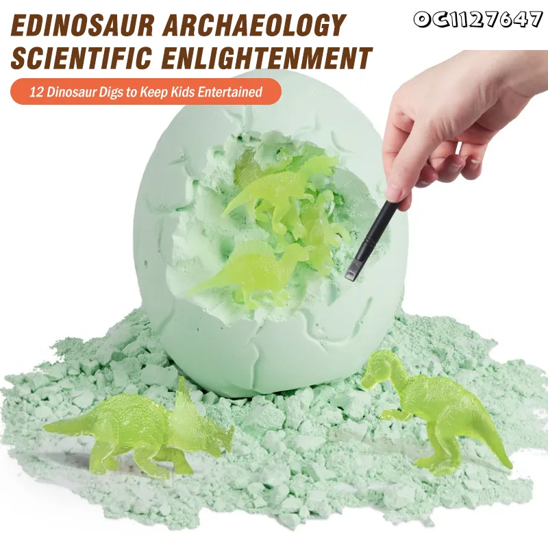 Dinosaur Eggs Archaeological Educational Series Toys Sand Excavation Fossil Dig Tools Toy for Kids Playground with Luminous Dinosaur
