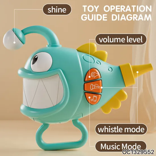 Baby Rattles Toy Plastic Electric Animals Interactive Toy Fish Light up Sensory Custom Toys 1-3 Years with Light Sound Wholesale