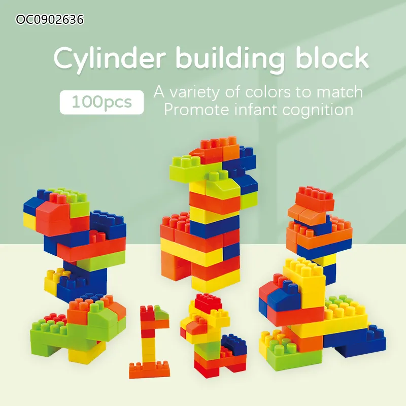 Wholesale Educational Montessori Popular DIY 100PCS Sensory Kids Educational Plastic Big DIY Building Blocks Toy