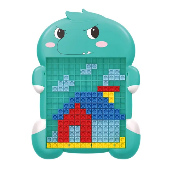 Wholesale Educational DIY Cartoon Dinosaur Plastic Building Block Puzzle Toys for Kids