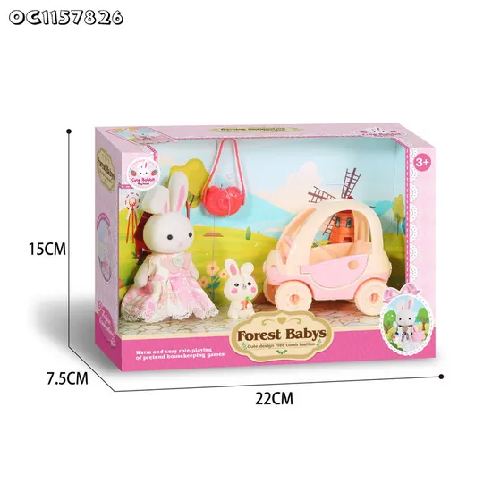 Wholesale Stuffed Mini Car Children Montessori Educational Baby Girls Plush Big Ear Rabbit Toy Doll