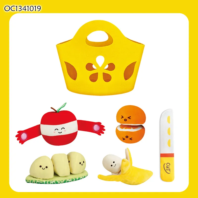 Wholesale Children Stuffed Play Educational Custom Interactive Plush Cutting Food Toy for Baby