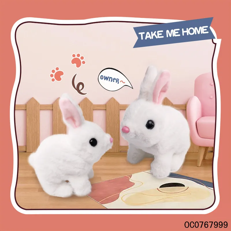 Wholesale Stuffed Electric Walking Interactive Plush Children Custom Rabbit Plush Toy Doll