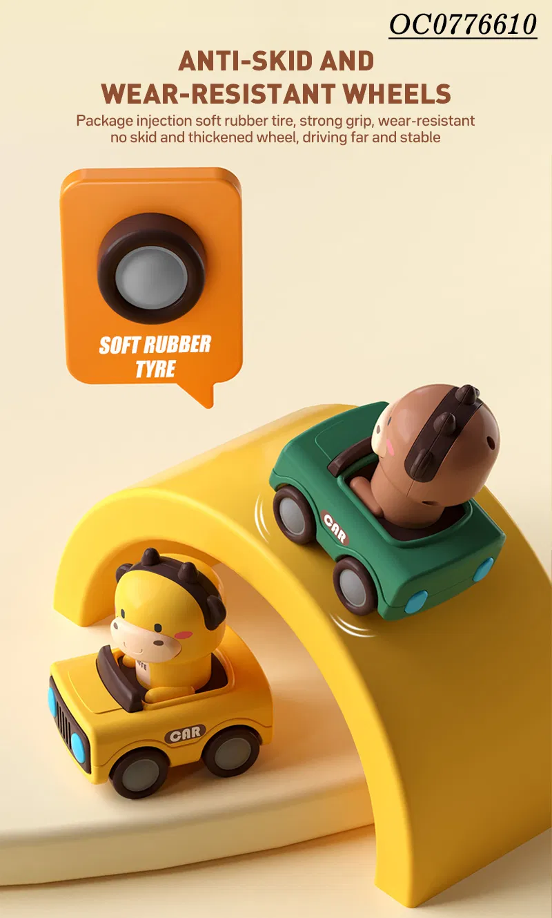 Wholesale Miniature Children Hot Selling Plastic Cute Cow Push Press and Go Animal Toy Car for Baby