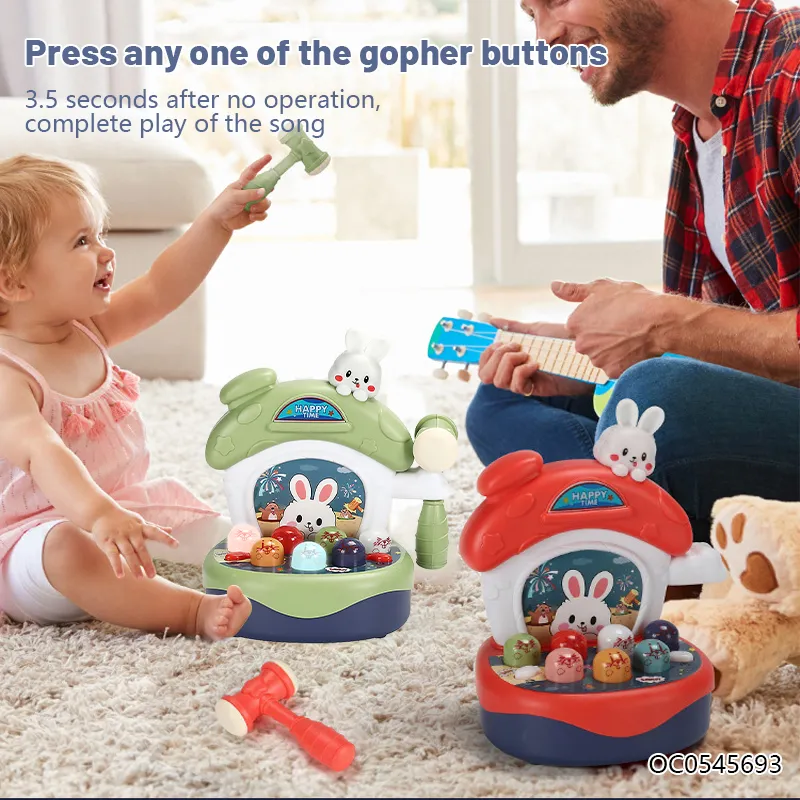 Wholesale Family Rabbit LED Lighted up Plastic Whack a Mole Electronic Board Game for Kids