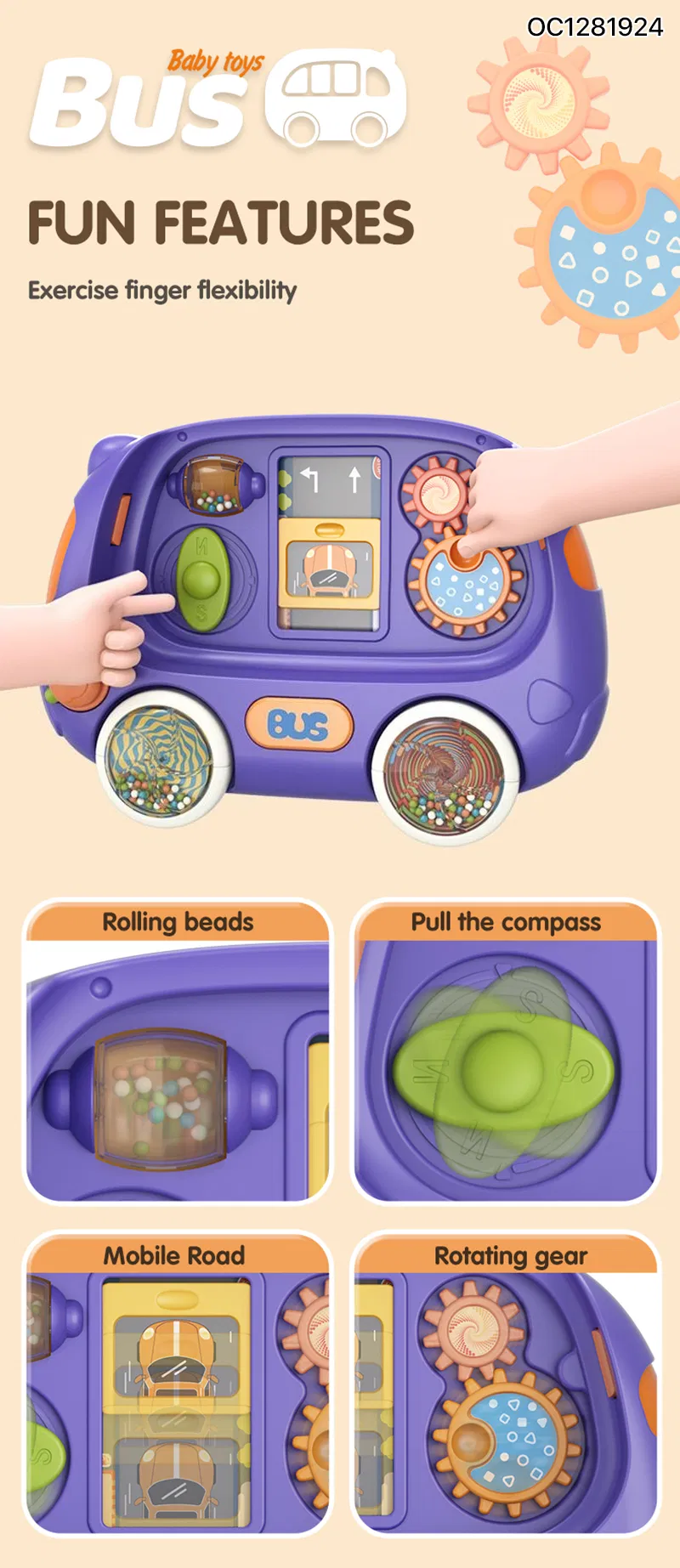 Children Educational Montessori Steering Wheel Battery Operated Lighting and Musical Educational Toy for Baby