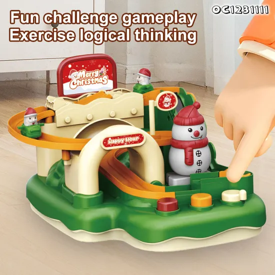 Christmas Theme Hand Powered Racing Track Slot Toy Car Race Track Game Set Toys for Kids