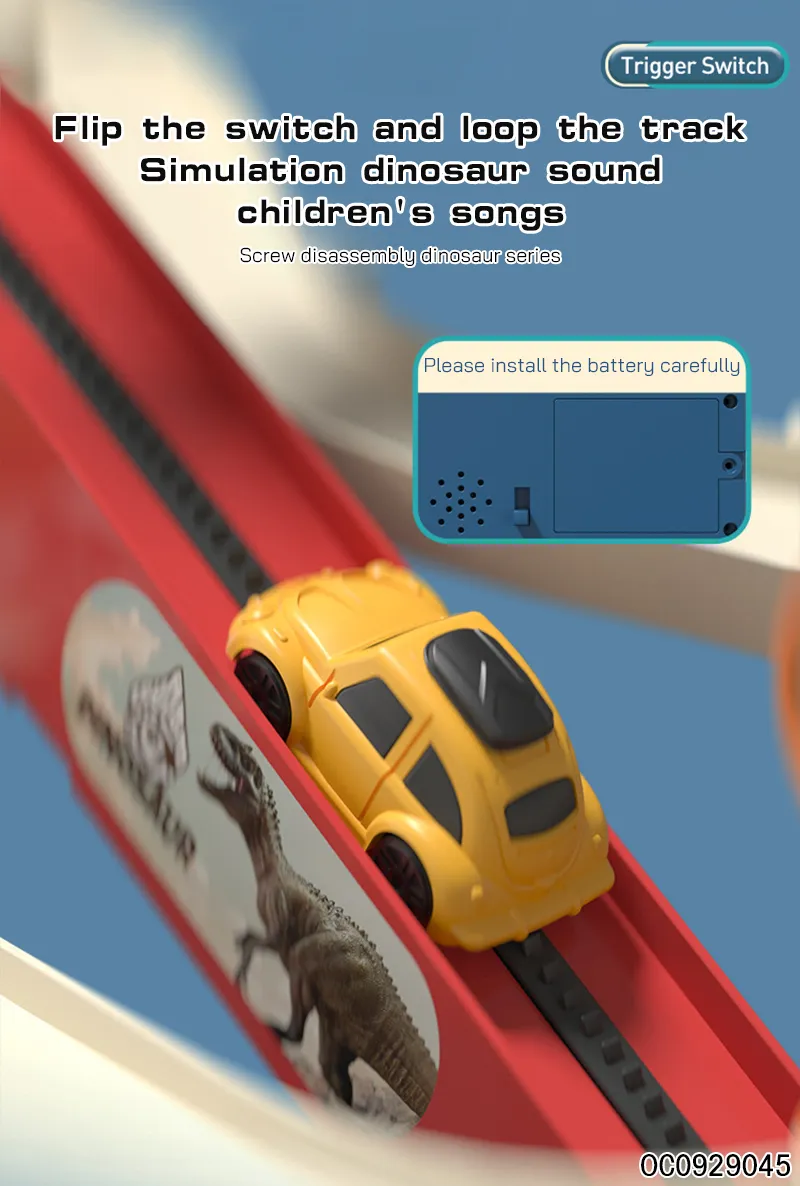 Dinosaur King Game DIY Assembling Rail Toy Car Parking Garage Toy with Mini Alloy Car