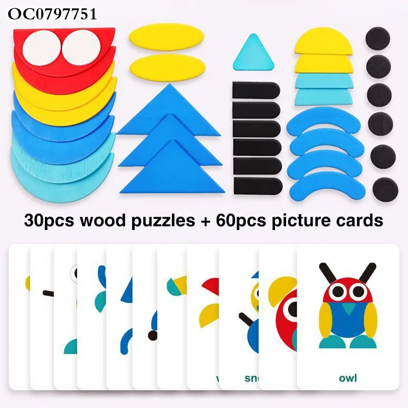 Custom Puzzle Brain Games Board Cards Wooden Animal Jigsaw Puzzle Children Games Toy for Kids